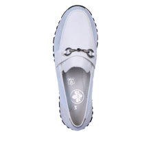 Load image into Gallery viewer, Rieker Ladies White/Blue Loafer: N7455-80