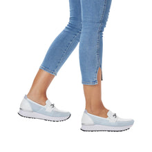 Load image into Gallery viewer, Rieker Ladies White/Blue Loafer: N7455-80
