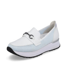 Load image into Gallery viewer, Rieker Ladies White/Blue Loafer: N7455-80
