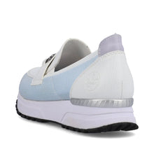 Load image into Gallery viewer, Rieker Ladies White/Blue Loafer: N7455-80
