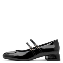 Load image into Gallery viewer, Marco Tozzi Black Patent Bar Shoe: 22209-44
