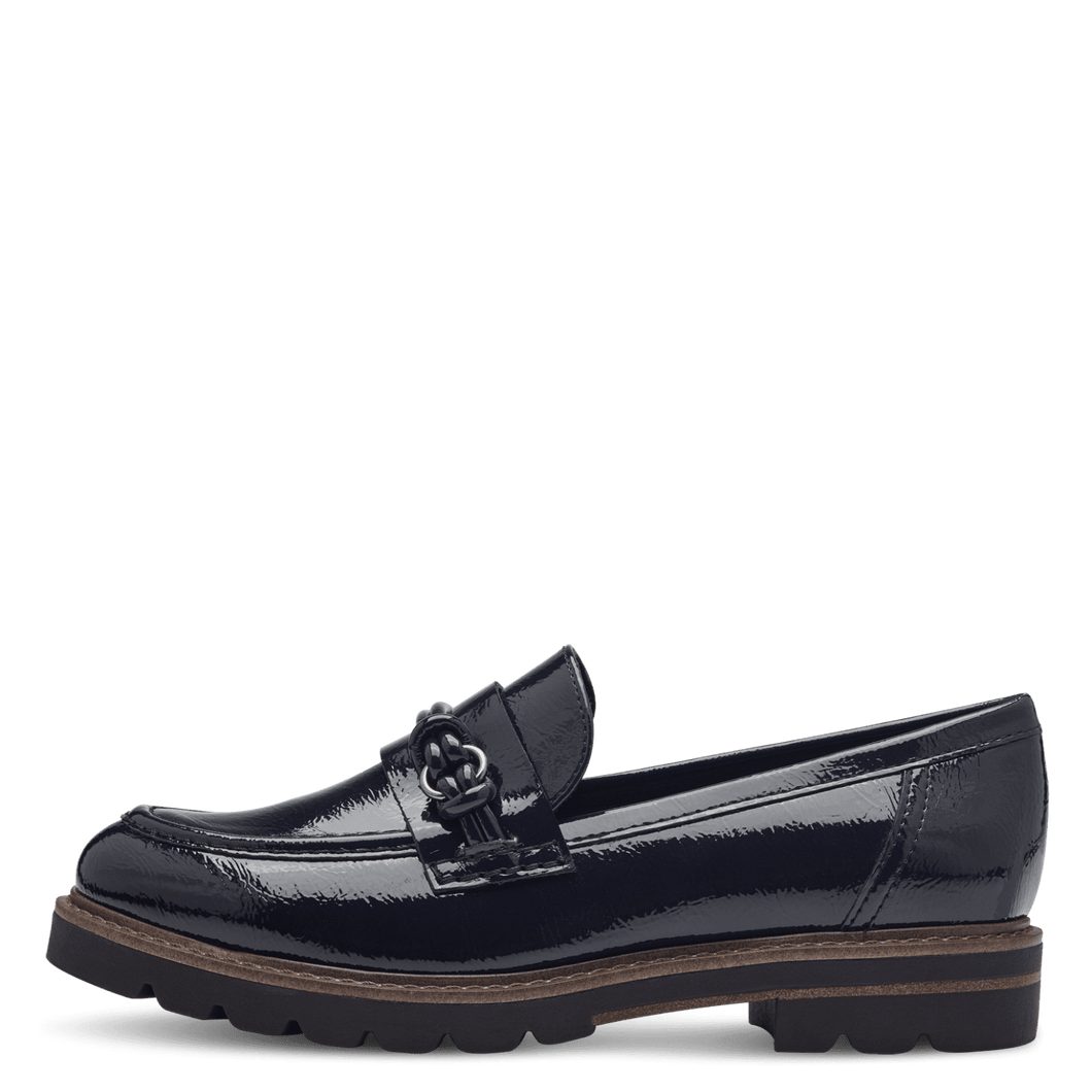 Marco Tozzi Ladies Navy Patent Moccasin: 24704-41