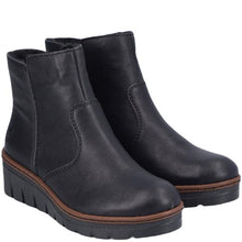 Load image into Gallery viewer, Rieker Ladies Black Wedge Zip Boot: X9165-00
