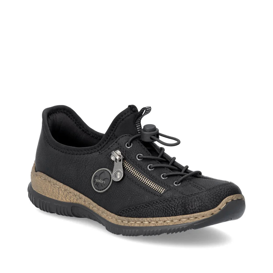Rieker Ladies Slip On Elastic Laced Shoe: N3267-01