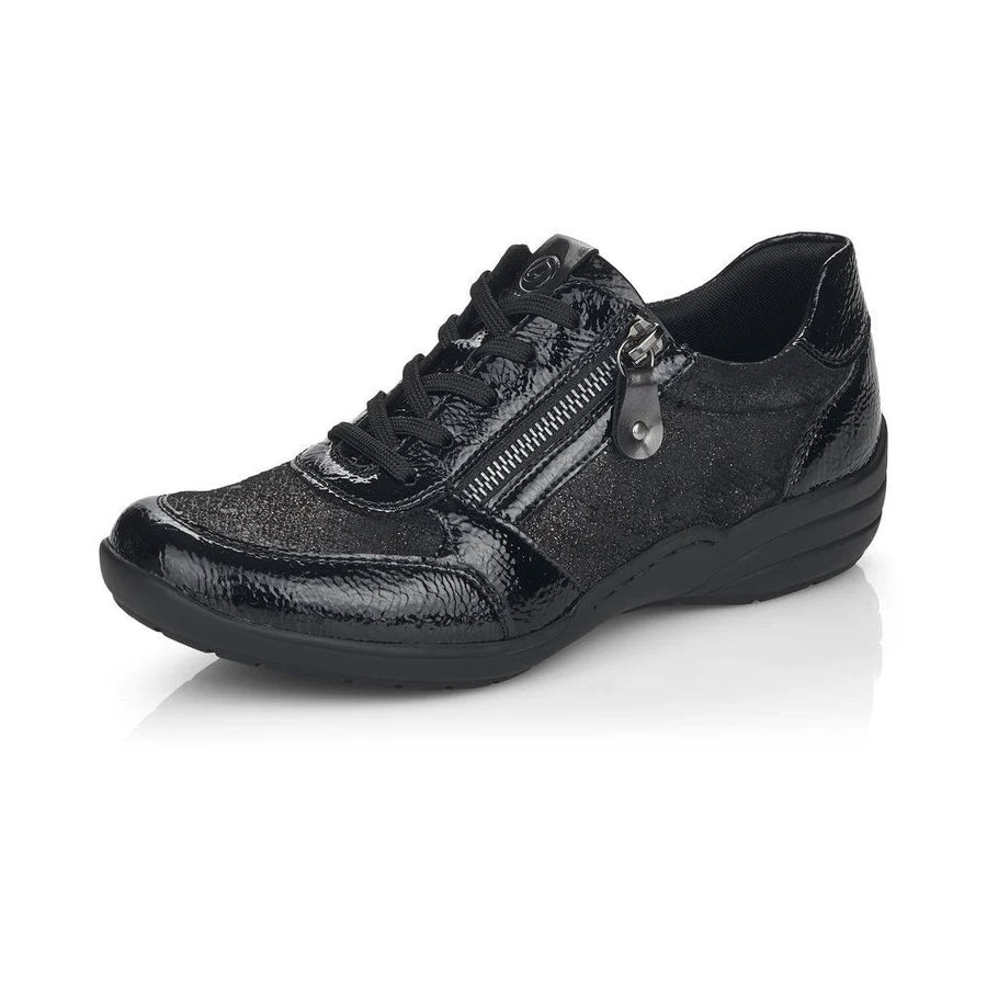 Remonte Black Patent Lace-Up Shoe: R7637-03
