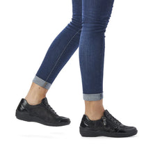 Load image into Gallery viewer, Remonte Black Patent Lace-Up Shoe: R7637-03

