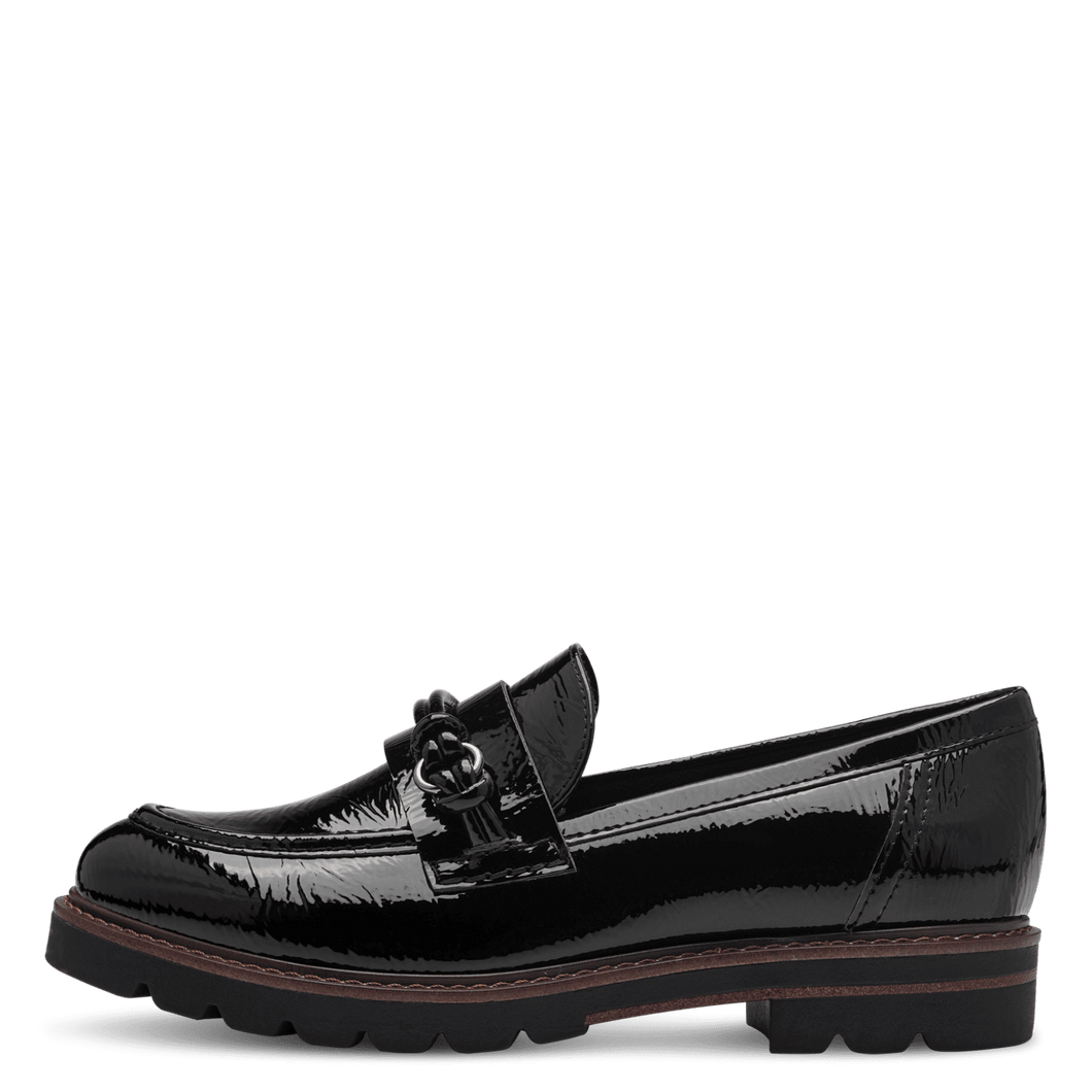 Marco Tozzi Ladies Black Patent Moccasin: 24704-41