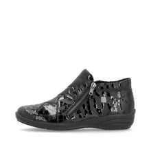 Load image into Gallery viewer, Remonte Ladies Black Leather/Patent Two Zip Boot: R7674-04
