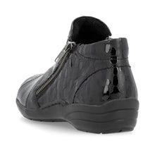 Load image into Gallery viewer, Remonte Ladies Black Leather/Patent Two Zip Boot: R7674-04
