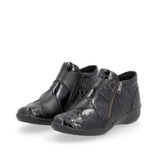 Load image into Gallery viewer, Remonte Ladies Black Leather/Patent Two Zip Boot: R7674-04
