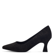 Load image into Gallery viewer, Marco Tozzi Ladies Black/Gold Low Heel Court Shoe: 22400-43
