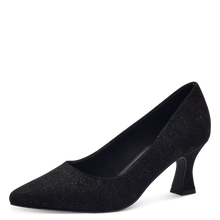 Load image into Gallery viewer, Marco Tozzi Ladies Black/Gold Low Heel Court Shoe: 22400-43
