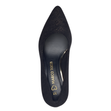 Load image into Gallery viewer, Marco Tozzi Ladies Black/Gold Low Heel Court Shoe: 22400-43

