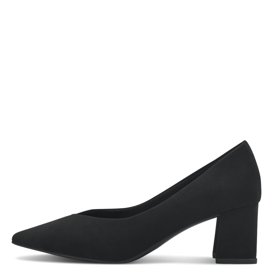 Marco Tozzi Ladies Black Nubuck Court Shoe: 22416-42