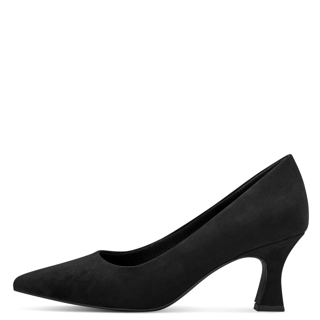 Marco Tozzi Ladies Black Nubuck Court Shoe: 22418-41