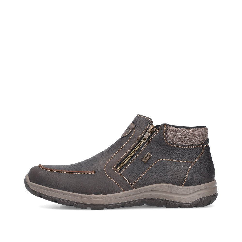 Rieker Mens Brown Zip Boot: 03660-25