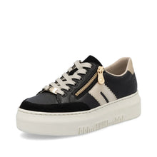 Load image into Gallery viewer, Rieker Ladies Black/Cream Lace-Up Trainer: M1912-00

