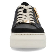 Load image into Gallery viewer, Rieker Ladies Black/Cream Lace-Up Trainer: M1912-00
