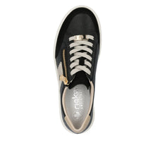 Load image into Gallery viewer, Rieker Ladies Black/Cream Lace-Up Trainer: M1912-00
