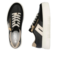 Load image into Gallery viewer, Rieker Ladies Black/Cream Lace-Up Trainer: M1912-00
