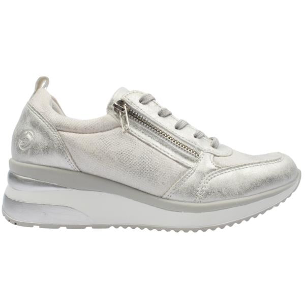 Remonte Ladies Silver Wedge Lace Up Shoe: D2401-93