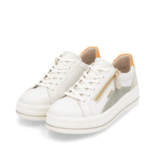 Load image into Gallery viewer, Remonte Ladies Off-White/Sage Trainer: D1C01-81

