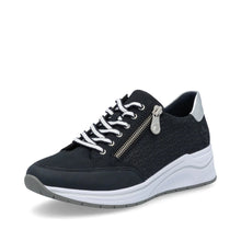 Load image into Gallery viewer, Rieker Ladies Navy Wedge Trainer: N9516-14
