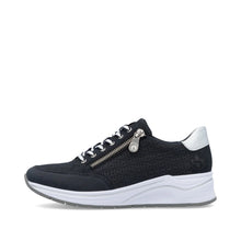 Load image into Gallery viewer, Rieker Ladies Navy Wedge Trainer: N9516-14
