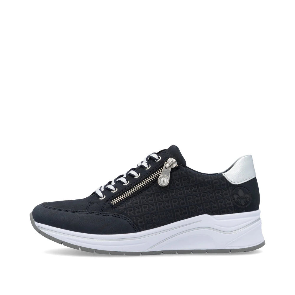 Rieker Ladies Navy Wedge Trainer: N9516-14