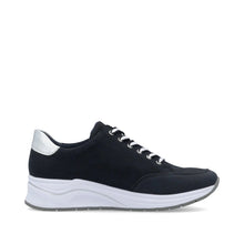 Load image into Gallery viewer, Rieker Ladies Navy Wedge Trainer: N9516-14
