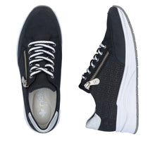 Load image into Gallery viewer, Rieker Ladies Navy Wedge Trainer: N9516-14
