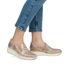 Load image into Gallery viewer, Rieker Ladies Gold Multi Slip-On: 48761-90
