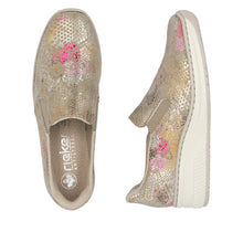 Load image into Gallery viewer, Rieker Ladies Gold Multi Slip-On: 48761-90

