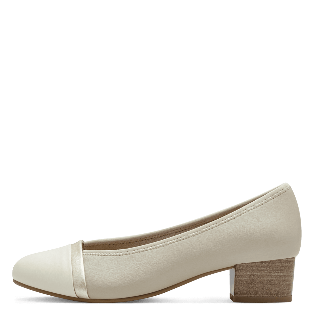 Jana Ladies Beige Low Heel Court Shoe: 22367-42