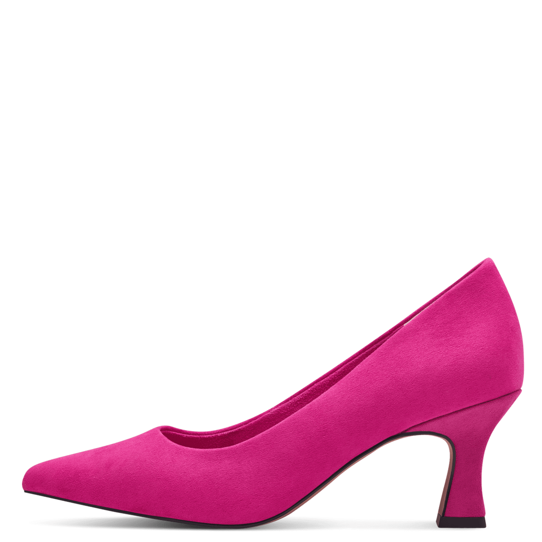 Marco Tozzi Ladies Pink Nubuck Court Shoe: 22418-41
