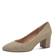 Load image into Gallery viewer, Marco Tozzi Ladies Gold Glitz Court Shoe: 22437-43
