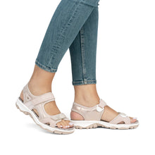 Load image into Gallery viewer, Rieker Ladies Light Pink Velcro Sandal 68866-31

