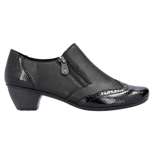 Rieker Ladies Low Bloch Heel Shoe: 41757-00