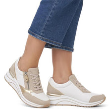 Load image into Gallery viewer, Remonte Ladies Beige/White Wedge Lace-Up Shoe: D0T01-80
