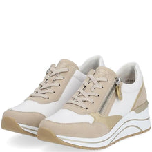 Load image into Gallery viewer, Remonte Ladies Beige/White Wedge Lace-Up Shoe: D0T01-80
