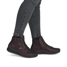 Load image into Gallery viewer, Rieker Ladies Burgundy Lace-Up Boot with Zip: 71510-30
