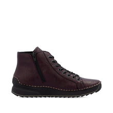 Load image into Gallery viewer, Rieker Ladies Burgundy Lace-Up Boot with Zip: 71510-30
