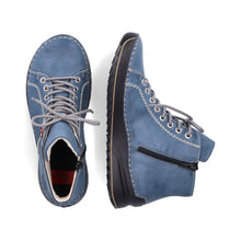 Load image into Gallery viewer, Rieker Ladies Blue Lace-Up Boot with Zip: 71510-14
