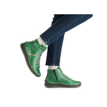 Load image into Gallery viewer, Rieker Ladies Green Lace-Up Boot with Zip: 71510-52

