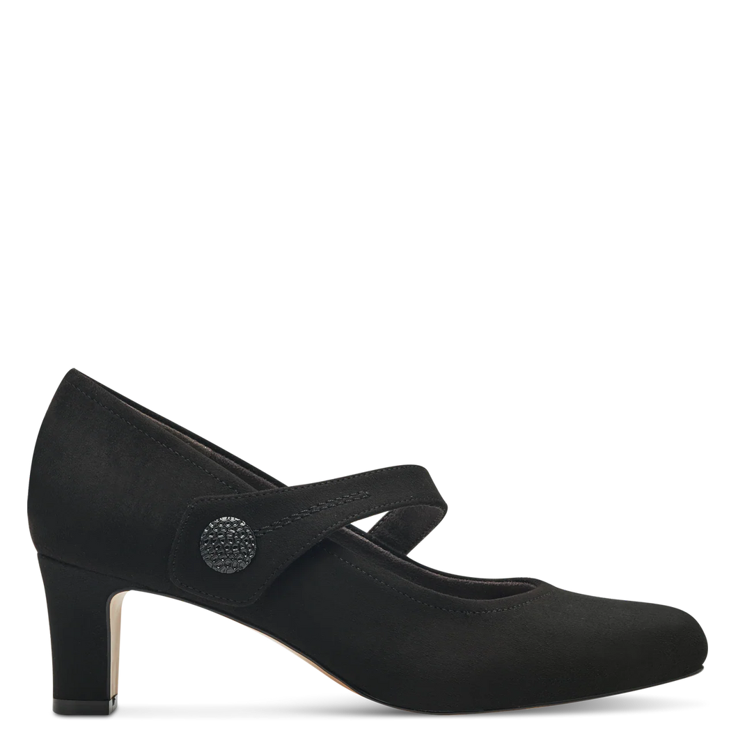 Jana Ladies Black Velcro Strap Shoe: 22473-41