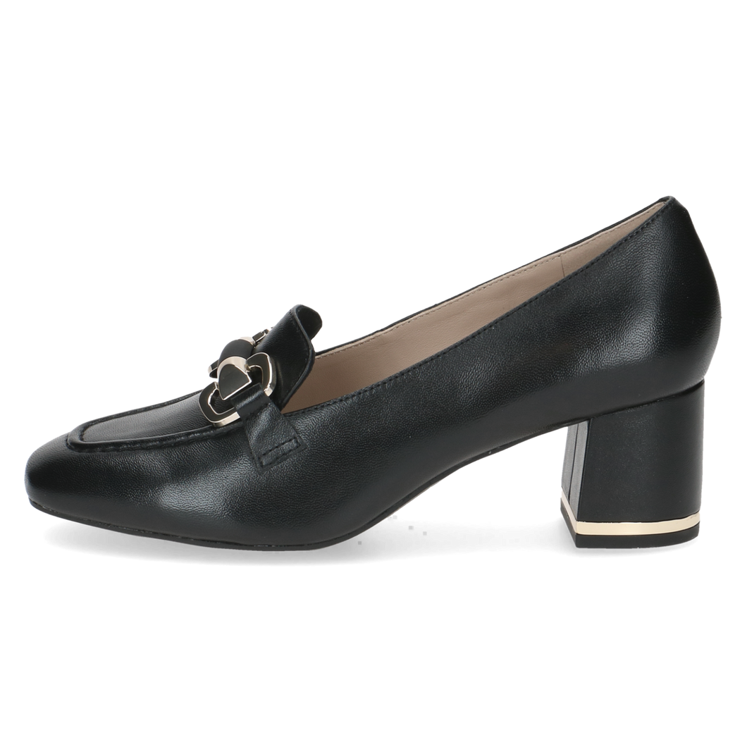 Caprice Ladies Black Block Heel Shoe: 24405-45