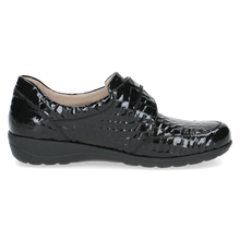 Load image into Gallery viewer, Caprice Ladies Black Croc Flat Velcro Shoe: 24753-45

