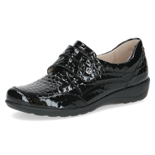 Load image into Gallery viewer, Caprice Ladies Black Croc Flat Velcro Shoe: 24753-45
