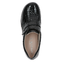 Load image into Gallery viewer, Caprice Ladies Black Croc Flat Velcro Shoe: 24753-45
