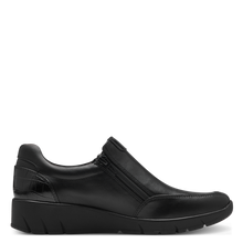 Load image into Gallery viewer, Jana Ladies Black Zip Low Wedge Shoe: 24663-41
